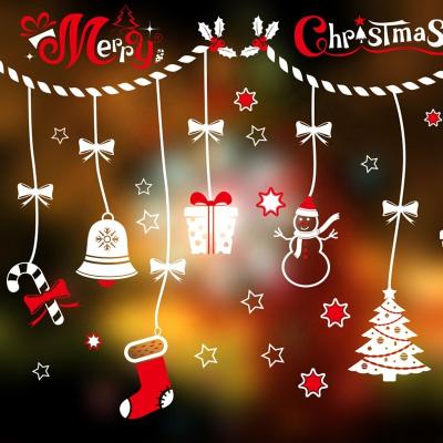 China For Decoration Hot Sale Waterproof Xmas PVC Vinyl Stickers Removable Electrostatic Christmas Window Stickers for sale