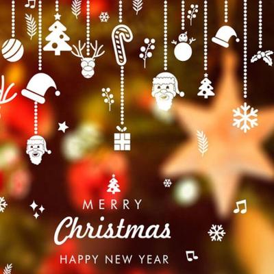 China Custom Waterproof+Eco-friendly Christmas PVC Christmas Window Decal Printing Custom Wallpaper Decoration Stickers for sale