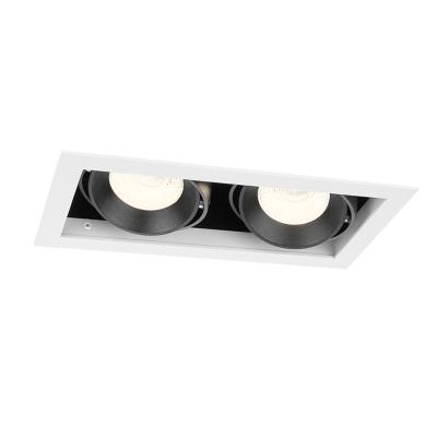 China Aluminum Recessed Downlights Double Head Square Grill Cob Led Downlight For 2*10W And 2*15W Dimmable Grill Spot Lights 5 Years Warranty for sale