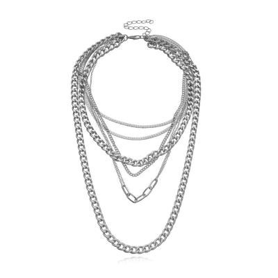 China Environmentally Friendly Exaggerated European And American Punk Multilayer Aluminum Alloy Necklace for sale