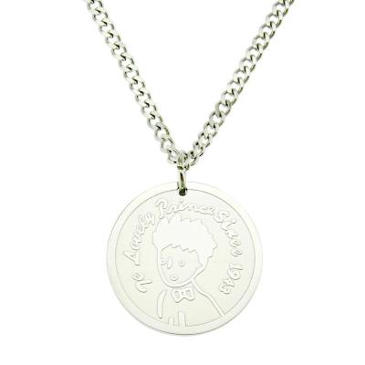 China FASHIONABLE European and American Little Prince Stainless Steel Medallion Pendant Necklace for sale