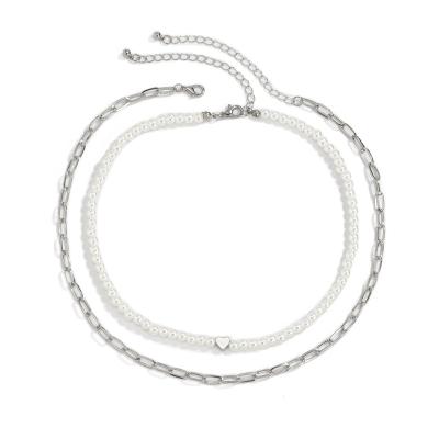 China European and American Double-Layer Fashion Environmentally Friendly Detachable Bead and Chain Necklace for sale