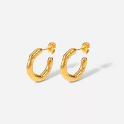 China Simple Design Environmental Friendly 18K Gold Plated Stainless Steel Geometric Shape Earrings for sale