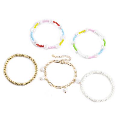 China New design environmental friendly multilayer national style colored rice bead bead bracelet for sale