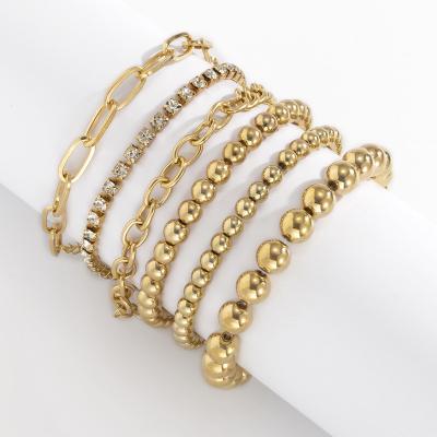 China New Fashion Environmental Friendly Jewelry Simple Round Bead Chain Combination Bracelet for sale