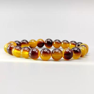 China Amazon 8mm Tiger Eye Bead Glass Beaded Unisex Hot Selling Elastic Bracelet for sale