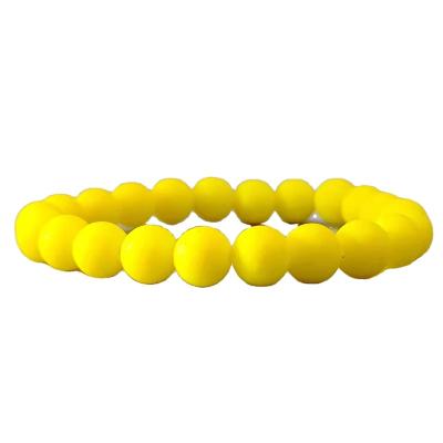 China New environmental friendly wholesale summer glass bead unisex multicolor 8mm elastic bracelet for sale