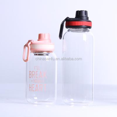 China Sustainable Custom Eco-Friendly Glass Water Bottle for sale