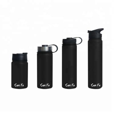 China Viable San Fu 14 18 22 25OZ Powder Black Color Coating Vacuum Insulated Stainless Steel Double Wall Water Bottle for sale