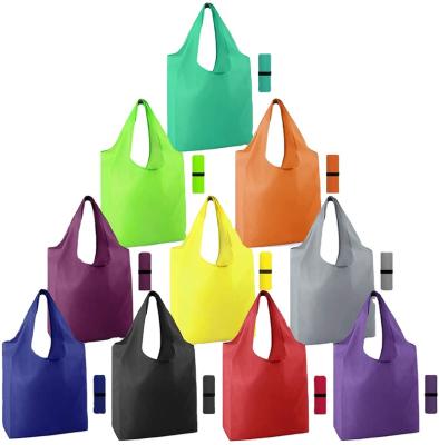 China Waterproof Reusable Foldable Bags Machine Washable Reusable Grocery Shopping Bags Bulk 10 Pack 50LBS Extra Large Colorful Folding Reusable for sale