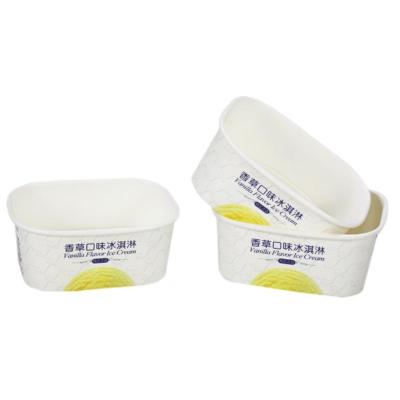 China Biodegradable Wholesale Double Square PE Paper Food Grade Packaging Cups For Ice Cream Yogurt for sale