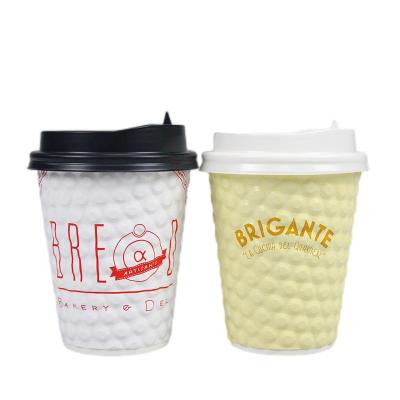 China Biodegradable 8oz 12oz 16oz Customized Embossed Wall Double Ripple Paper Cup For Coffee for sale