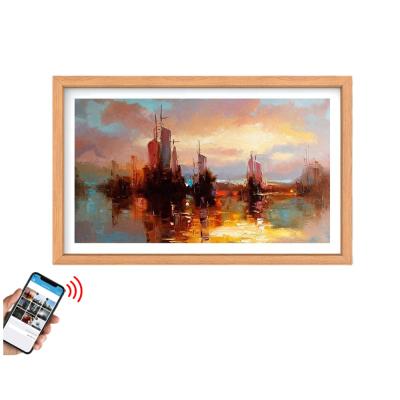 China Wifi LCD Display Paintings Pictures 21.5 Inch Wooden Wall Mounted Digital Art Frame Smart With WiFi for sale