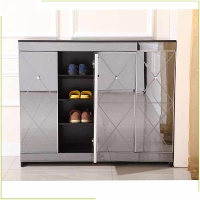 China Melamine MDF Diamond Cut 100cm Mirrored Shoe Cabinet for sale