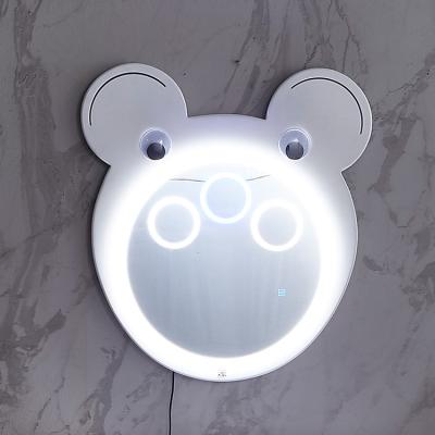 China Espejo elegante tricolor del maquillaje de la forma de la historieta del cuarto de baño 4m m del LED en venta