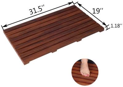 China 1.18in IWS53380 Teak Wood Bath Mat E1 MDF Bathroom Non Slip Mat for sale