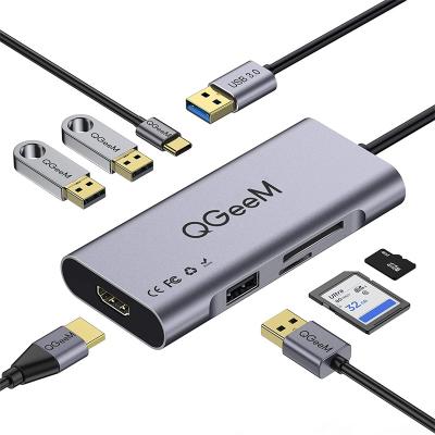 China Aluminum Alloy 7 In 1 Type A Hub , QGeeM USB 3.0 Hub HDMI Adapter Aluminum Alloy Material for sale