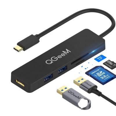 China USB C Hub, 5 in 1TB HDMI 4K AdapterType C SD/TF Card Reader, Compatible with MacBook Pro iPad 2018 Pro QG-UH05-3 for sale