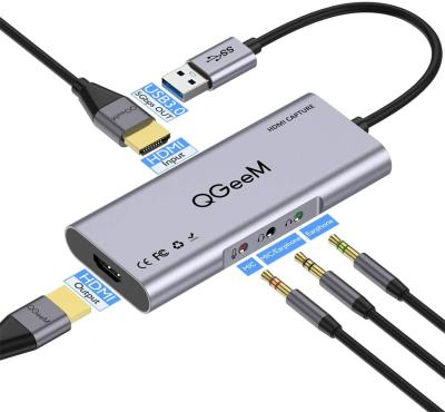 China Aluminum Alloy HDMI Capture Card, Live Video Game Capture Device Live Streaming 1080P 60fps Hd Audio Video Capture to USB 3.0 Adapter for sale