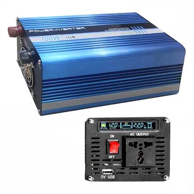 China Solar Inverter off Grid Solar Inverter Solar System Hybrid Inverter 700W Pure Sine Wave DC to AC 12V/24V to 220v 248*105*88mm for sale