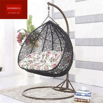 China Leisure Styles Comfortable outdoor garden furniture rattan hanging chair double swing chair for sale