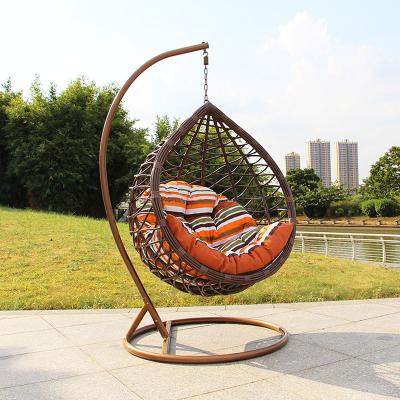 China Leisure Styles Promotional water proof outdoor wicker furniture PE rattan swing chair in water drop shape for sale