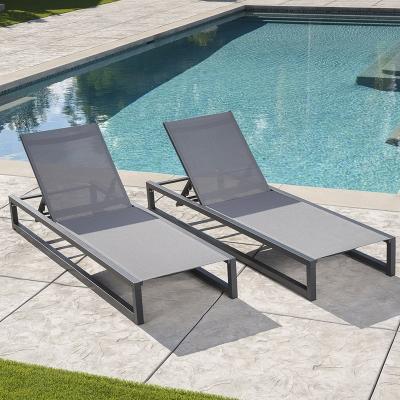 China Modern Commercial Contract  Furniture Sun Lounger Outdoor Garden Aluminium Frame Tslin Mesh Chaise Pool Lounge Chairs for sale