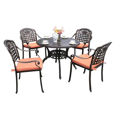 China Water Proof Good quality cast aluminium dining set outdoor garden furniture 4 chairs for sale