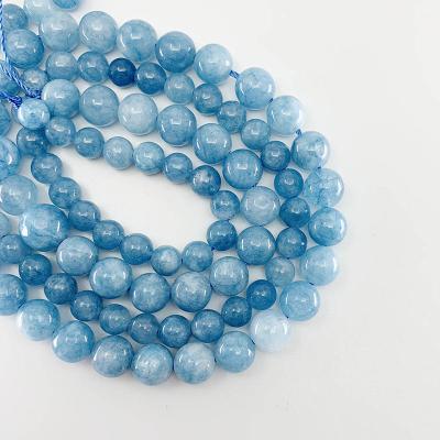 China For Jewelry Making Natural Healing Stone Loose Round Matte Beads Blue Quartz Crystal High Quality Aquamarine Gemstone For Diy Jewelry Making for sale