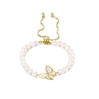 China The butterfly bracelet pearl butterfly bracelet Central Institute of Statistics freshwater niche design of the new light luxury exquisite bracelet for sale