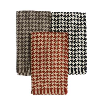 China Retention Constructed Directly From New Hot Fashionable Unisex Houndstooth Scarf Checked Shawl With Tassels for sale