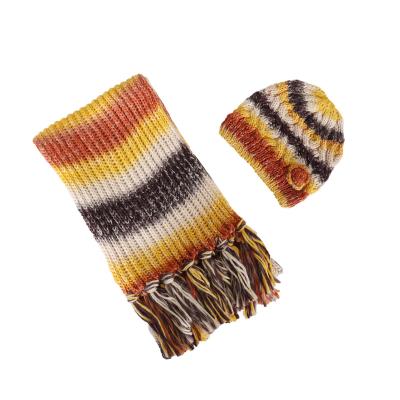 China Autumn Spring Fashionable Multi Color Long Winter Designer Style Hat And Acrylic Scarf Set for sale