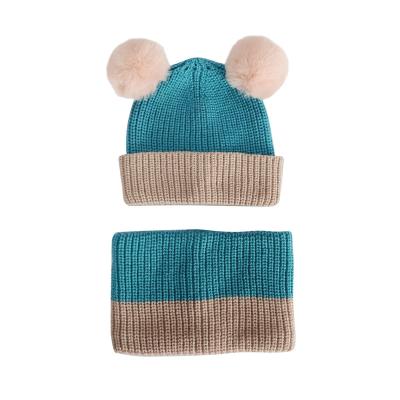 China Custom Square Low Price Guaranteed Hot Kids Knitted Hat And Quality Fashion Scarf Set for sale