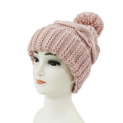 China Spring Autumn Winter Warm And Comfortable Customized COMMON Fashionable Soft Acrylic Knit Hat / Beanie With Ponpom for sale