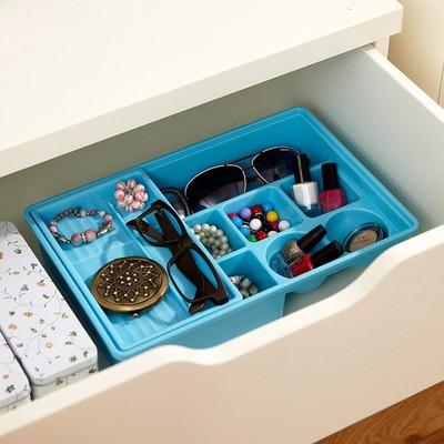 China Desktop plastic cutlery layered storage box viable cosmetic stationery storage box drawer storage box for sale