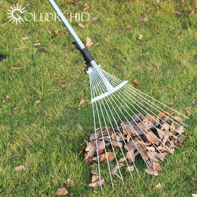 China Best Price Foldable 15 Tooth Garden Tool Garden Leaf Rake Steel Leaf Rake With Adjustable Folding Head for sale