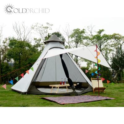 China Camouflage/Field Game 3-4 Person Camping Teepee Tent Double Layer Indian Teepee Outdoor Bell Tent for sale