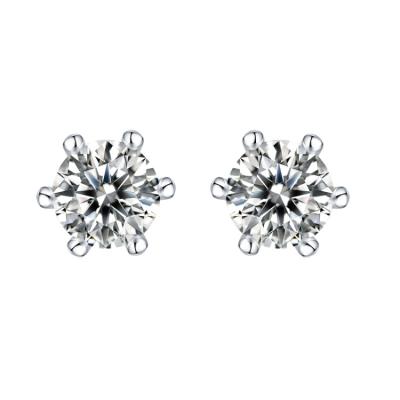 China High Quality Round Bezel Setting Sterling Zircon Silver 925 Stud Earring for sale