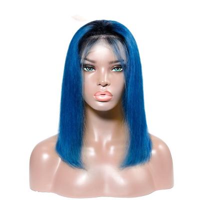 China Gray Hot Pink Neon Purple Lace Front BOB 1b/Blue Ombre Hair Rainbow Ombre Bob Wig Pink Blue Color Blonde Transparent Front Bob Wig Short 1B 613 for sale