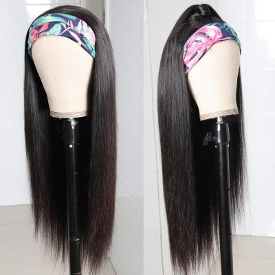 China Virgin Brazilian Straight Cuticle Aligned Hair Band Wig 100%Human For Black Women Wholesale Glueless Lace Up Non Lace Wig Customized Styles for sale