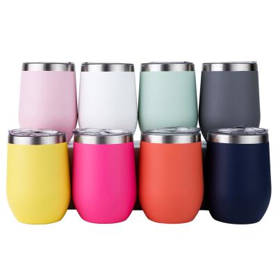 China Sustainable Wall Stainless Steel Double Flask Insulated Wine Tumbler 12 Oz Mug With Lid Eco - Friendly for sale