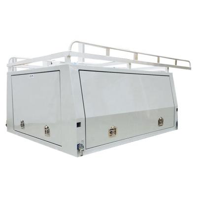 China OEM Waterproof Shockproof Custom Alloy Ute Canopy Dustproof Aluminum Tool Box With Ladder Rack for sale