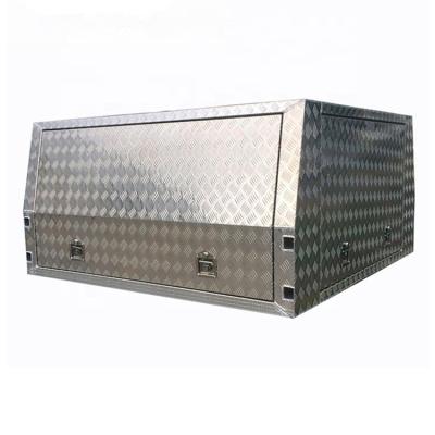 China Dustprooof Shockproof Waterproof 2400mm Aluminum Ute Canopy Tool Box With Legs And Jack Rack for sale