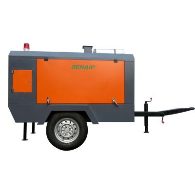 China DENAIR HOT Series Lubricated Diesel Portable Screw Air Compressor Machine For Breaking Stone for sale