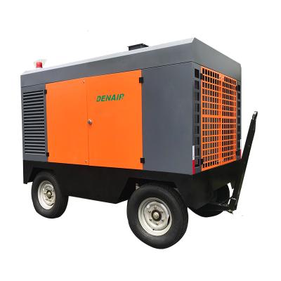 China 20 m3 lubricated min 10 bar 215 hp tire screw diesel powered portable air compressor pump 700 cfm for sale for sale