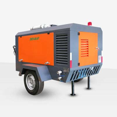 China 10Bars Lubricated Diesel Portable Screw Air Compressor Used For Sand Blasting Industry for sale