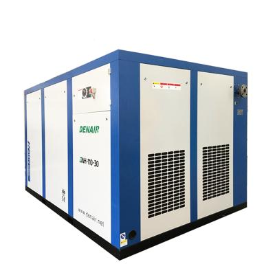 China Lubricated 435 PSI 110 30 Bar 132 Kw High Pressure Screw Air Compressor for sale