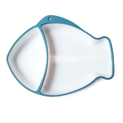 China Modern Silicone Dish Fish Suction Dish Heat Resistant Divided Anti-skid Baby Feeding Complementary Food Dish For Babies Kids Toddler for sale