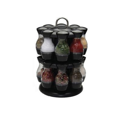 China 16Pcs Viable Condiment Set Spice Condiment Server 360 Rotating Spice Rack Kitchen Organizer Space Saving Durable Compact for sale