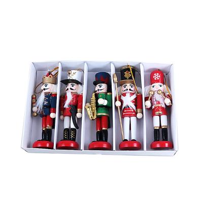 China Wood 1 PC 12cm Wooden Nutcracker Soldier Doll Decoration Pendants Ornaments For Christmas Tree Bags Home for sale